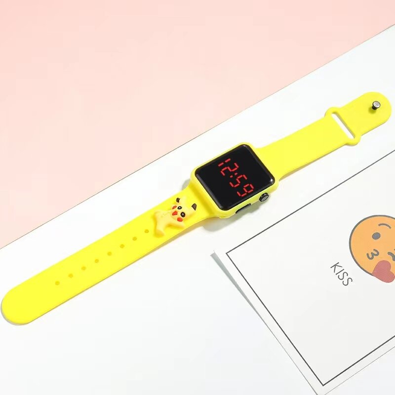 Beliebte Spot Button Square Cartoon Puppe führte elektronische Uhr Sport leuchtende Uhr für Grund-und Sekund arsch üler
