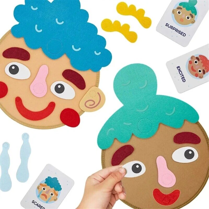 Gioco abbinamento forme colore Espressione facciale Emozione Puzzle Giocattolo Bambini Montessori Abilità motoria fine