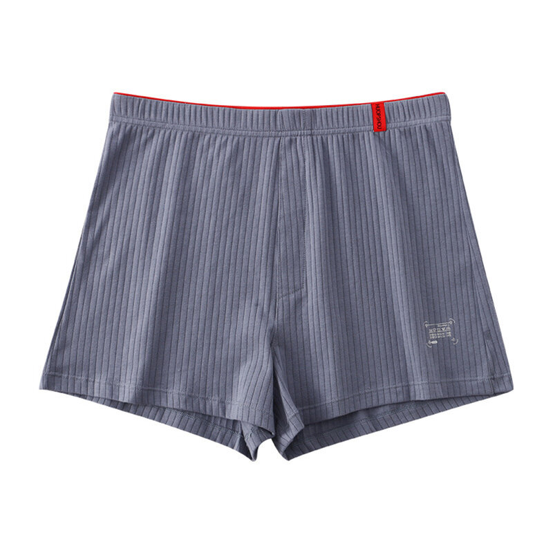 Men Soft Boxer Shorts Ribbed Striped Underwear Arrow Pants Male Comfortable Underpants Solid Panties Homewear Boxer Briefs