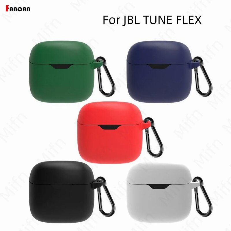 Dla JBL TUNE FLEX Case antypoślizgowe silikonowe słuchawki bezprzewodowe Bluetooth pokrywa z hakiem Protect Case dla JBL TUNE FLEX Fundas