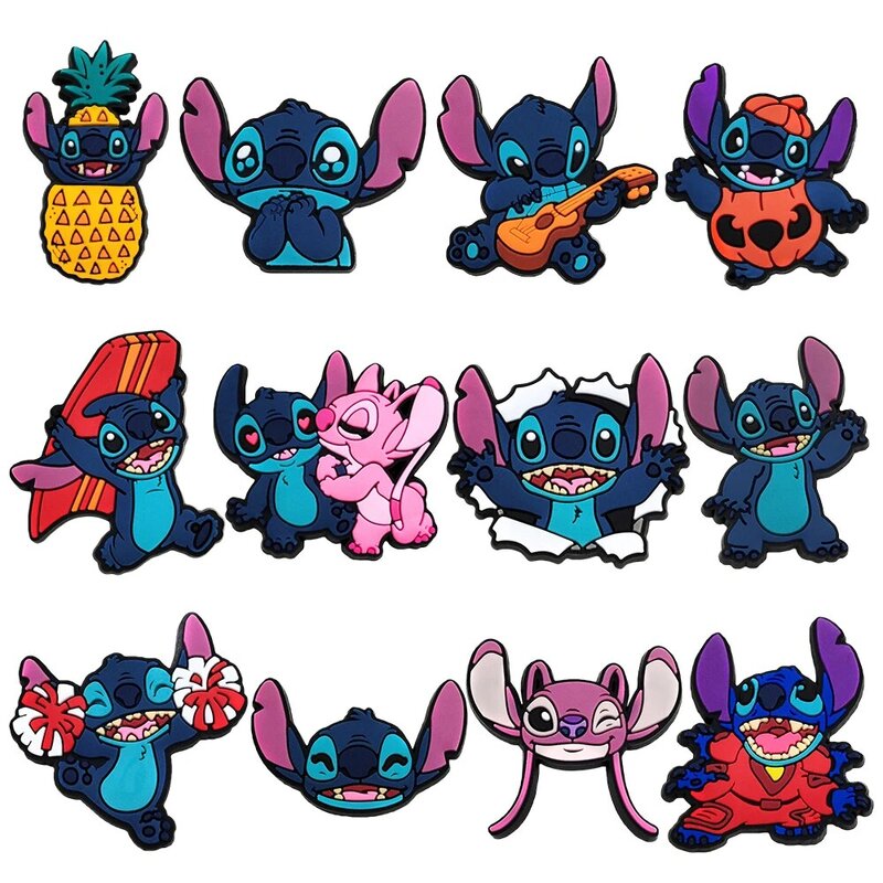 Disney 1PCS Funny Cartoon Characters DIY Stitch Blue Cute Shoe Charms Accessories PVC Buckle Decorate Girl Boys Kids X-mas Gifts