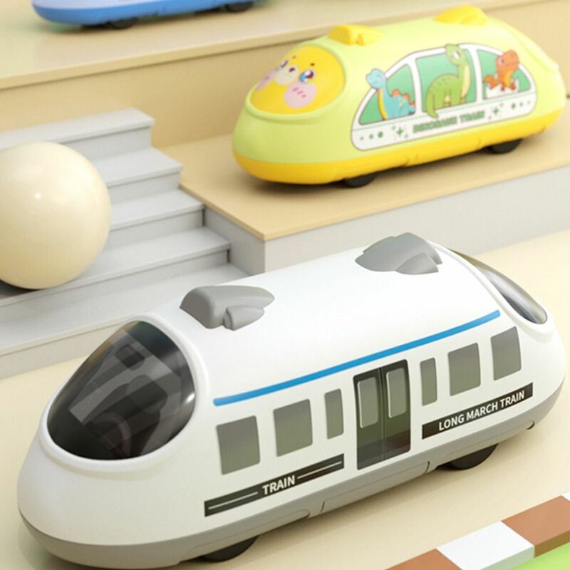 Высокоскоростной поезд с узором в виде животных, игрушка с двойным тяговым рисунком, милая игрушка с познавательным цветом, пластиковая инерционная игрушка, игрушечная машинка с тяговым эффектом, игрушки для родителей и детей