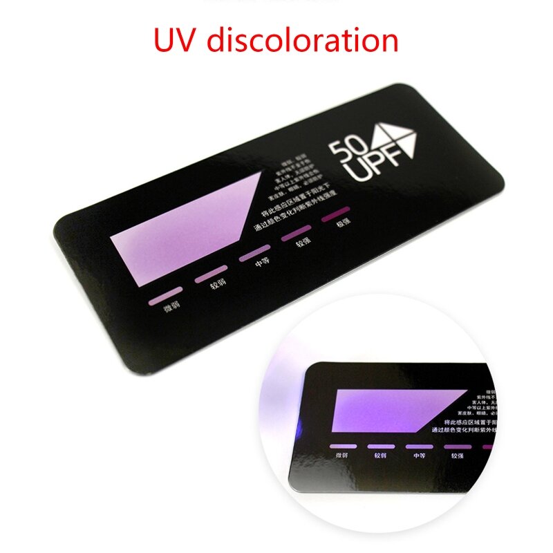 Sensore prova UV strisce reattive UV indicatore scheda UV Tester UV per occhiali da sole durevoli