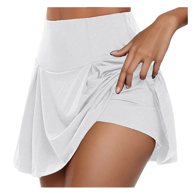 Женские короткие юбки, спортивные быстросохнущие однотонные женские мини-юбки с подкладкой и высокой талией для тенниса, танцев, фитнеса, гольфа, 2024