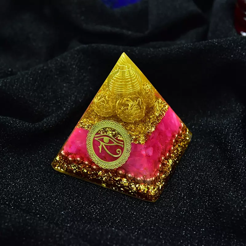 Nova natural rosa quartzo cristal pirâmide orgonite gerador de energia olho de horus amor coração presente da menina jóias