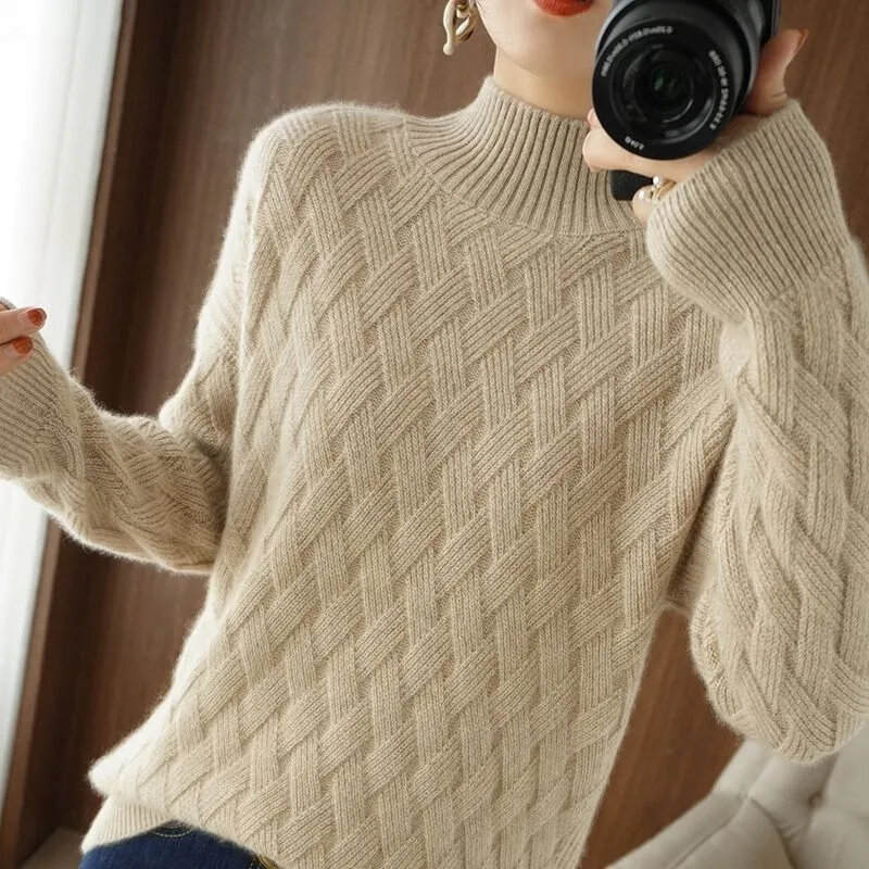 Sweater wanita leher kura-kura, pakaian rajut Pullover wanita Korea musim gugur dan musim dingin atasan mode baru 2023