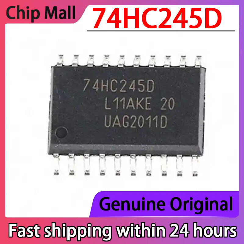 Original 74HC245D Wide Body SOP-20 Chip, Novo Chip de Registro, 7,2mm, 10Pcs