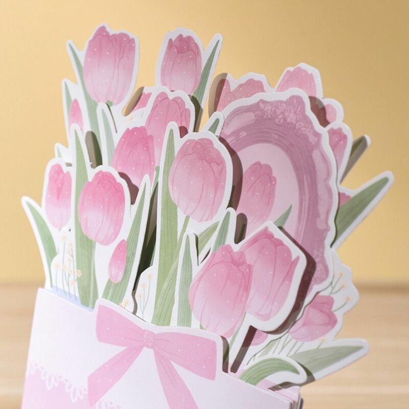 Calendrier en bois de la série de fleurs de licence 03/Schedule, fleur de tulipe rose, ornement d'art l'inventaire, support de fleur, 2024