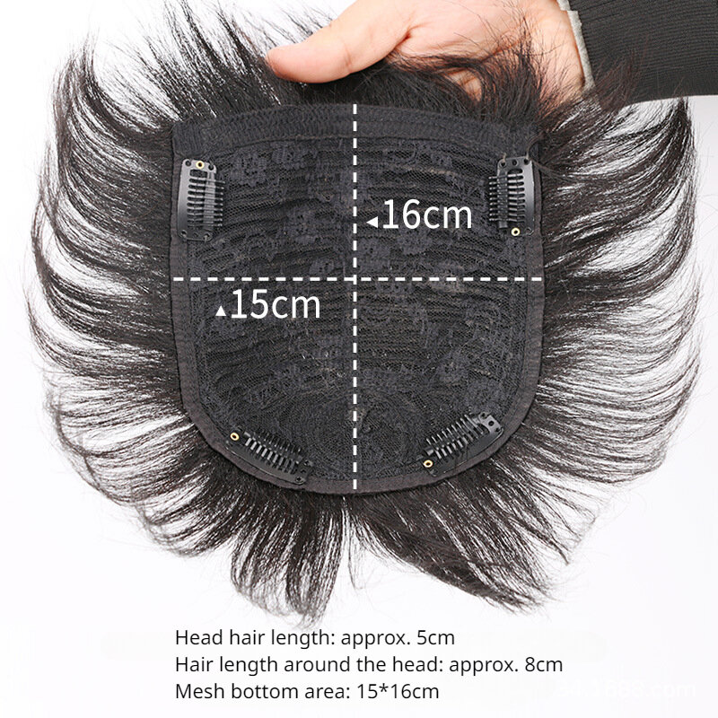 Wig pendek untuk pria, Wig klip puncak rambut pria, modis tampan nyaman bernapas rambut manusia tanpa lem untuk penggunaan sehari-hari