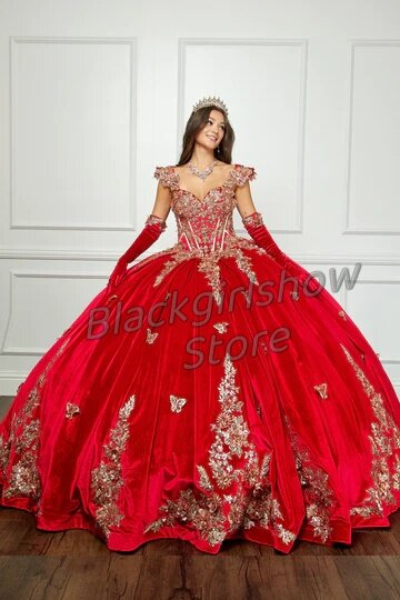 Vestidos De terciopelo rojo para Quinceañera, Vestidos De fiesta De noche De boda con apliques De cristal De lujo, vestido Halter De vaina, 2024