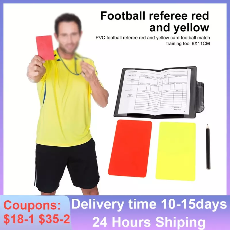 Set Kartu Wasit Sepak Bola Kartu Wasit Kartu Merah dan Kuning Sepakbola Dompet Buku Catatan Alat Wasit Permainan Profesional