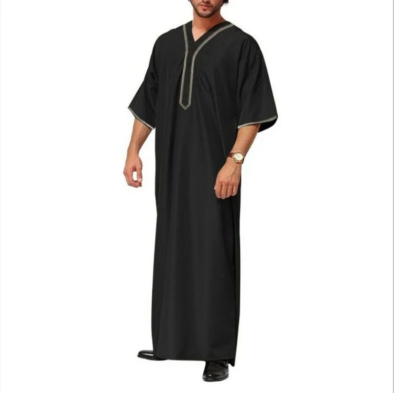 Manto solto masculino com botão, camisa muçulmana, Oriente Médio, árabe, Dubai, Malásia, Novo, 2024