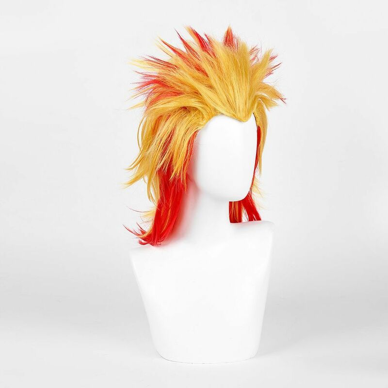 Żółty i czerwony gradient Cosplay peruki syntetyczne włosy