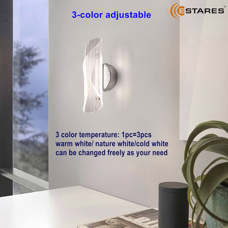Lámpara de pared Interior para sala de estar y dormitorio, cristal de lujo con función de memoria de 3 Cambio de colores, aplique de LED para pared de 10W