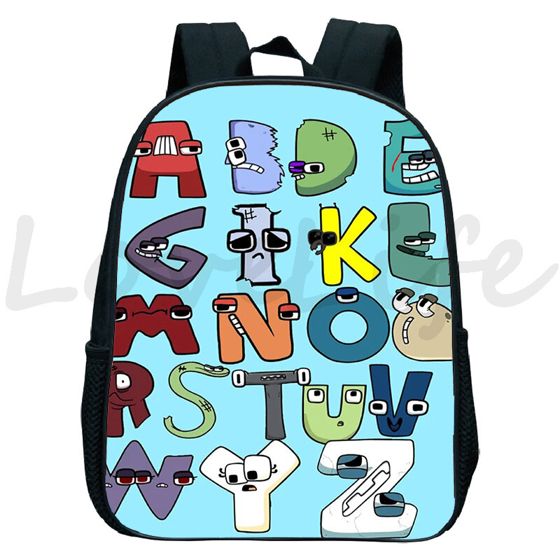 男の子と女の子のための漫画のゲームバッグ,アルファベットのテーマのランドセル,防水,小さな幼稚園のバックパック,ブックバッグ