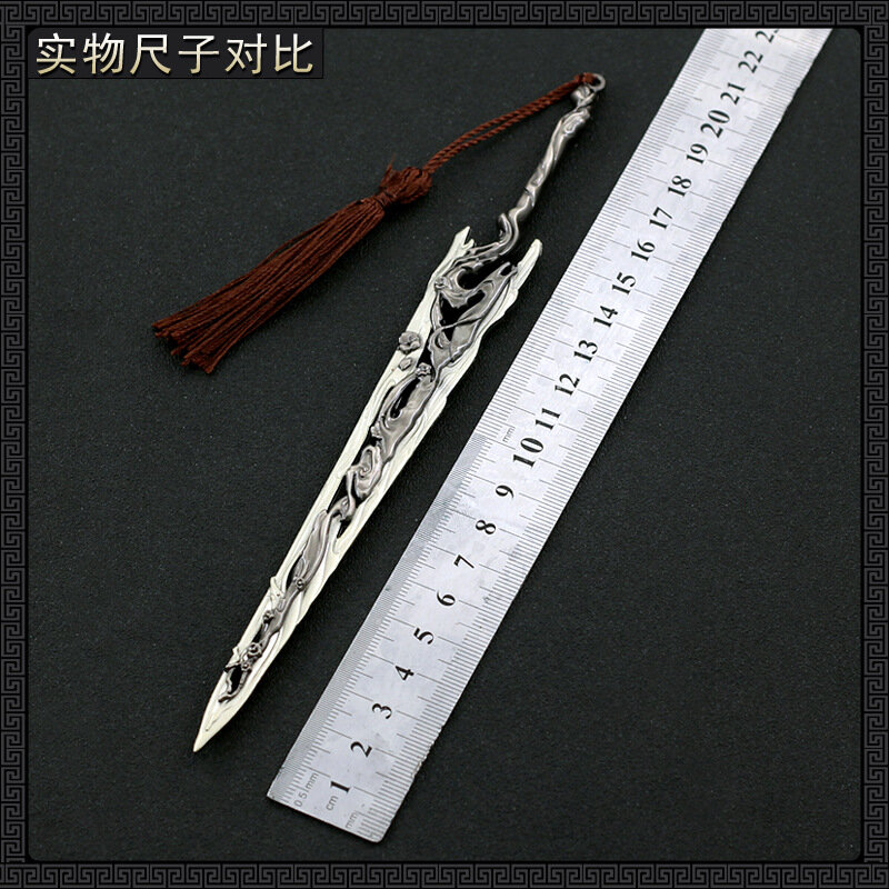 22CM Pedang Pembuka Huruf Tiongkok Kuno Han Dinasti Pedang Paduan Senjata Liontin Model Senjata Dapat Digunakan untuk Bermain Peran