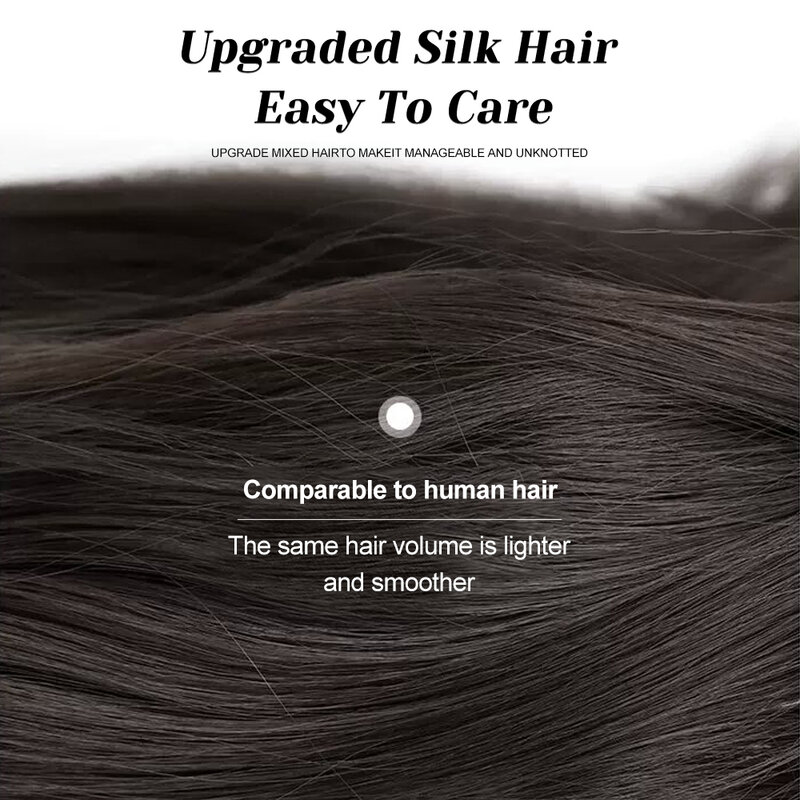 ALXNAN HAIR-Extensões de cabelo ondulado sintético, fibra de alta resistência, cabelo preto e marrom, fibra de temperatura, 3 PCs por conjunto