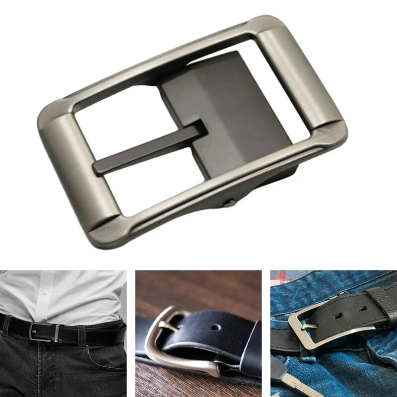 Hebilla de cinturón de aleación para hombre, accesorio de aleación de Zinc de una sola punta para correa de cuero, hebilla de cinturón de Pin informal de negocios de alta calidad