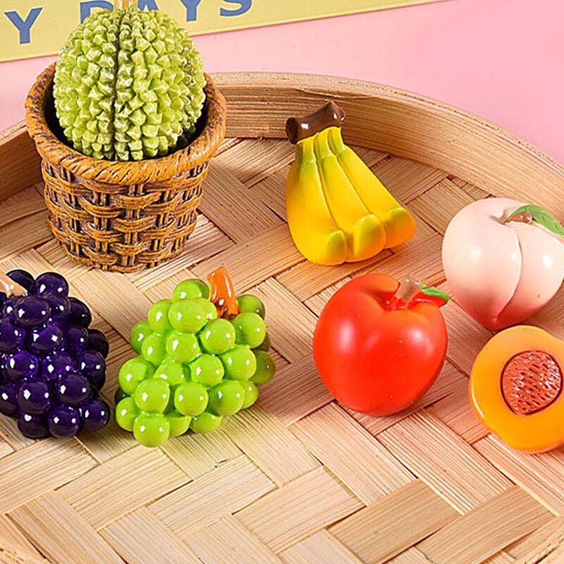 Frutas artificiales en miniatura para Decoración de cocina, juguetes de manzanas/naranjas/plátano/melocotón, artesanía decorativa, modelo de fruta falsa, accesorios