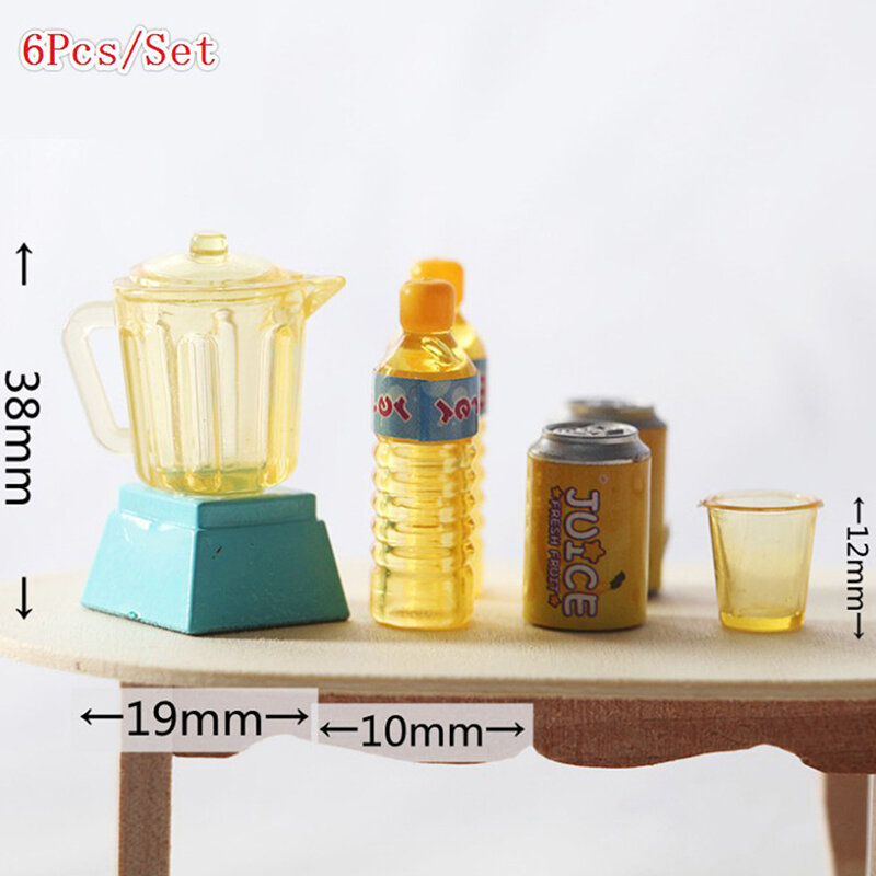 6 sztuk/zestaw 1/12 domek dla lalek miniaturowe akcesoria kuchnia Mini sokowirówka Model napoju