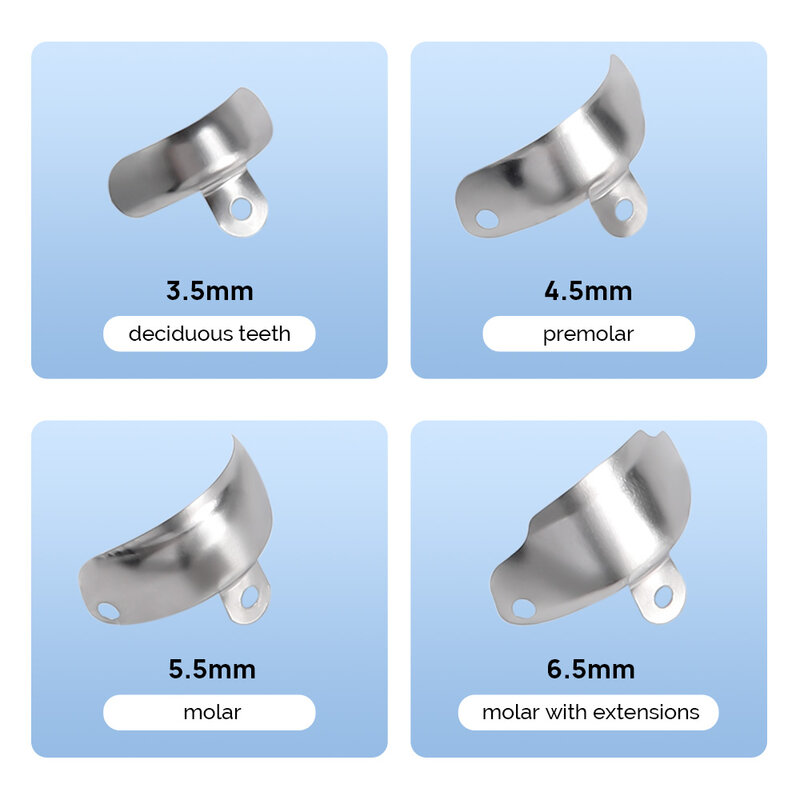 50 szt. Matryc dentystycznych z wyciętymi metalowymi matrycami do wymiany zębów