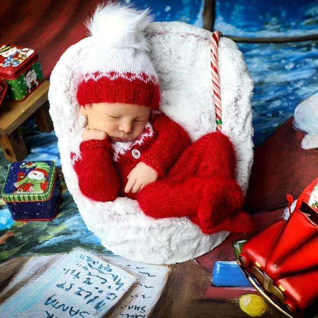 Barboteuse et chapeau de Noël pour nouveau-né, accessoires de photographie, combinaison pour bébé, couverture enveloppante, accessoires de séance photo en studio