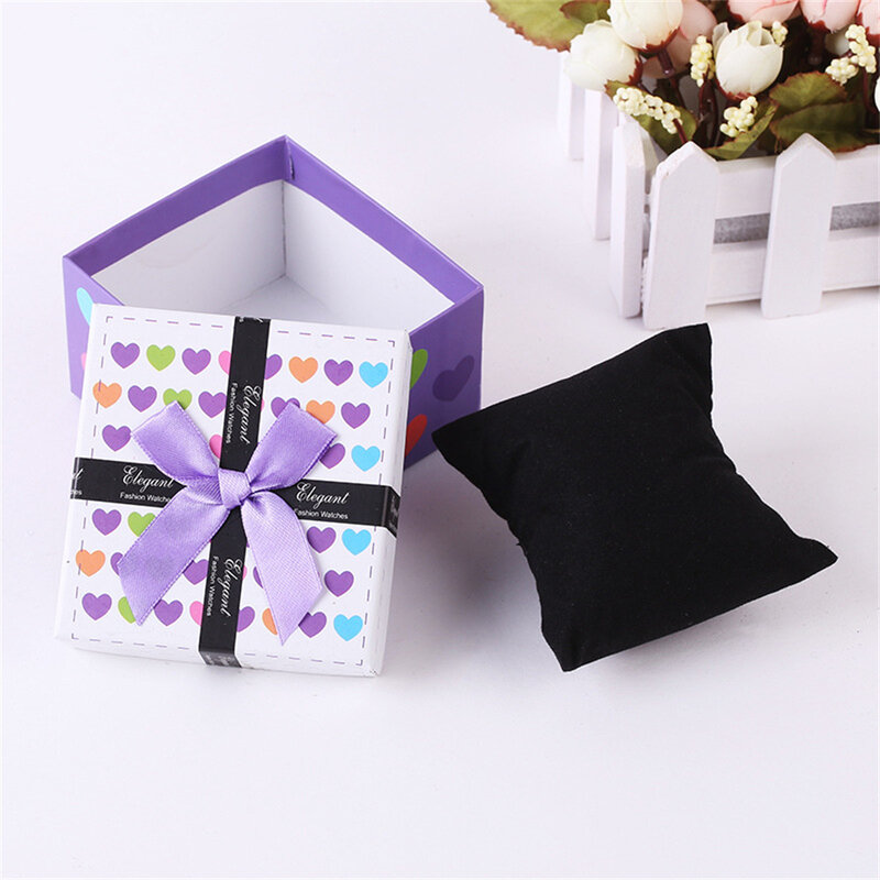 Kolorowe pudełko papierowe z kokardą Pudełko na biżuterię z poduszką z pianki Opakowanie na zegarek na rękę Walentynkowy prezent w formie opakowania na poduszkę
