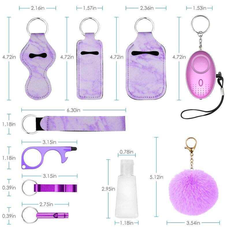 Personal Safety Keychain Alarm Full Set For Women, Safety Keychain Set With Personal AlarmProtective Keychain Accessories Tools