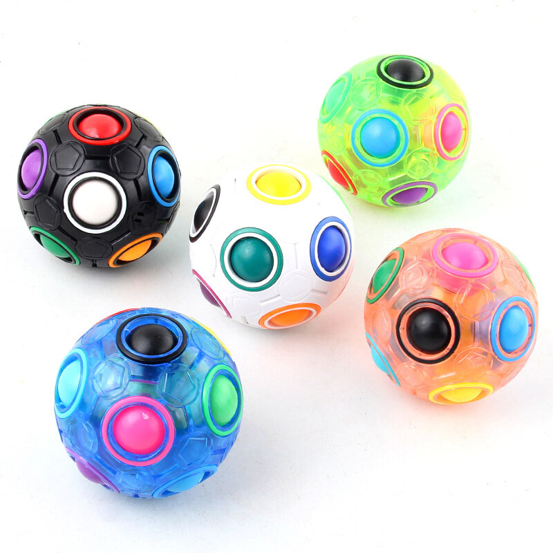 Magic Rainbow Puzzle Ball Speed Cube Ball Fun Stress Reliever Brain Teaser Color Matching 3D Puzzle Toy for Children Teen Adult