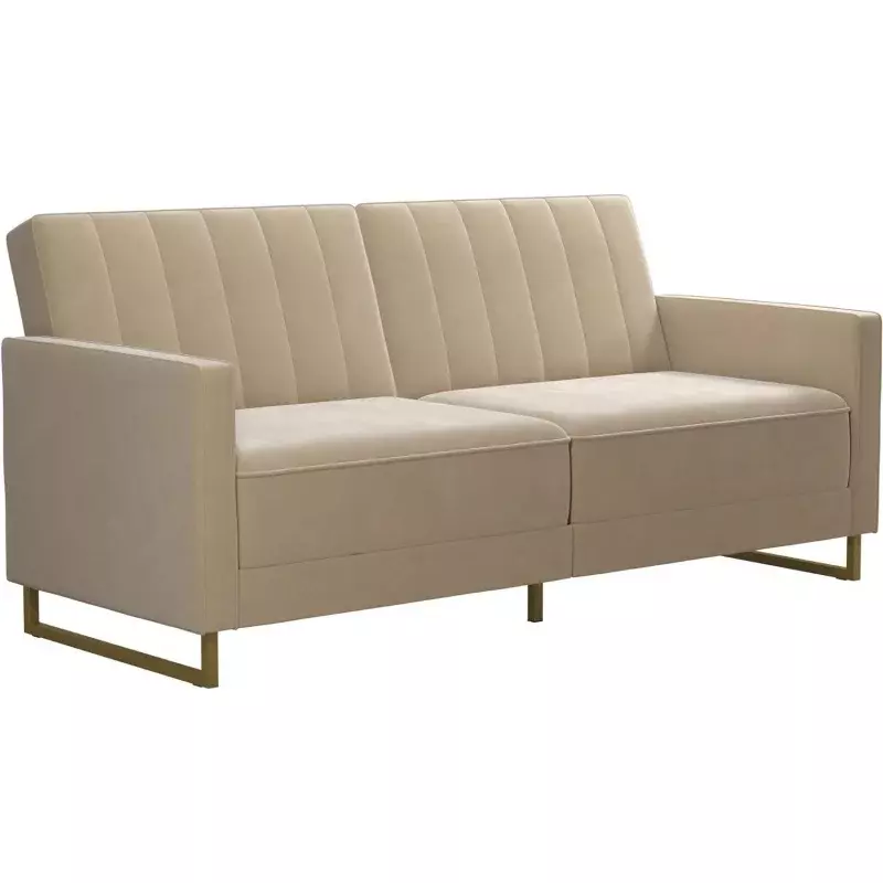 Современный диван-кровать Skylar Coil Futon, бархатный диван цвета слоновой кости