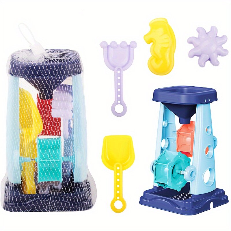 Beach water toy car, children's outdoor sand digging toy, hourglass combination set toy