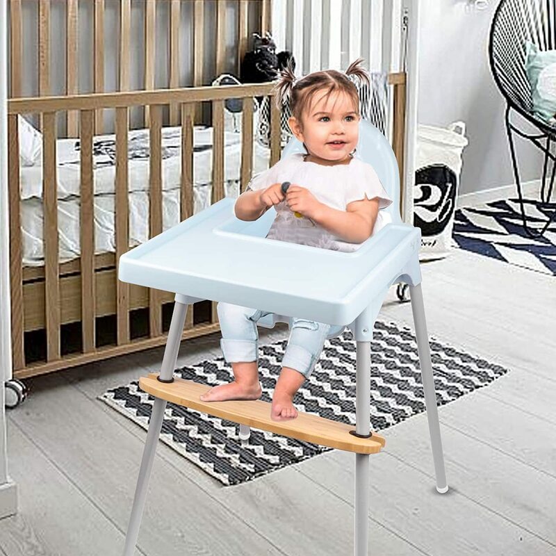 Asiento de bebé con reposapiés, silla alta antideslizante, tablero de bambú, Pedal de madera de bambú, accesorios para sillas fiables
