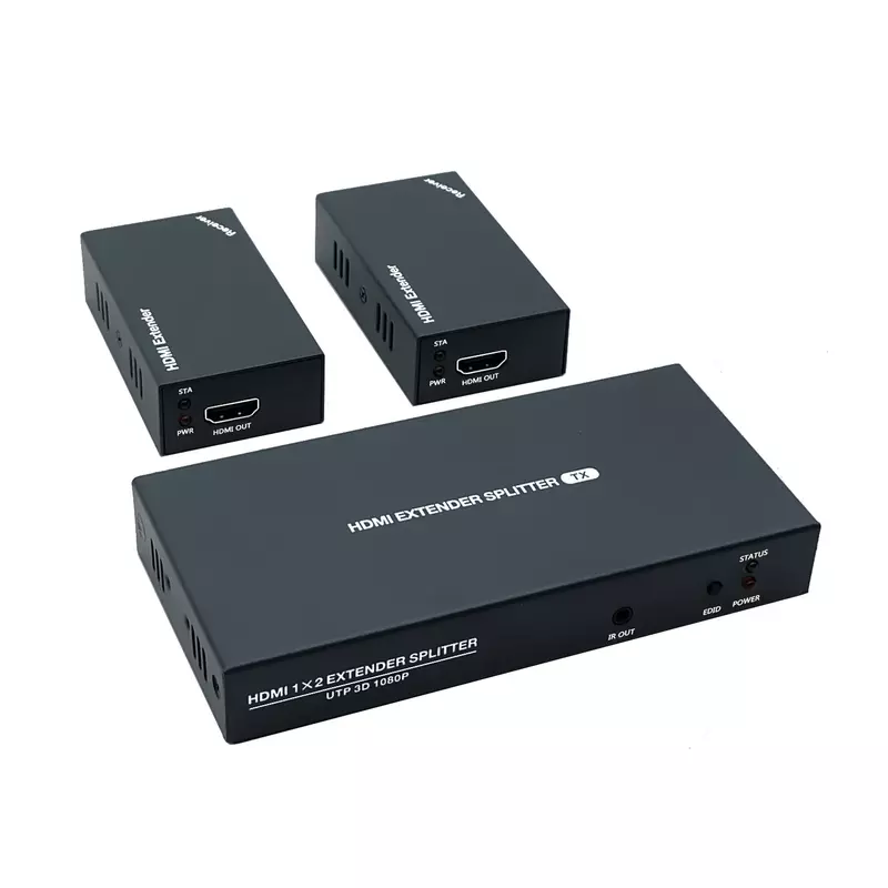 Przedłużacz 1080P HDMI Rj45 przez Ethernet Cat6 kabel 60m zestaw nadajnik i odbiornik wideo 1 do 2 Splitter 1x2 HDMI Loop 1 w2 3 4 Out