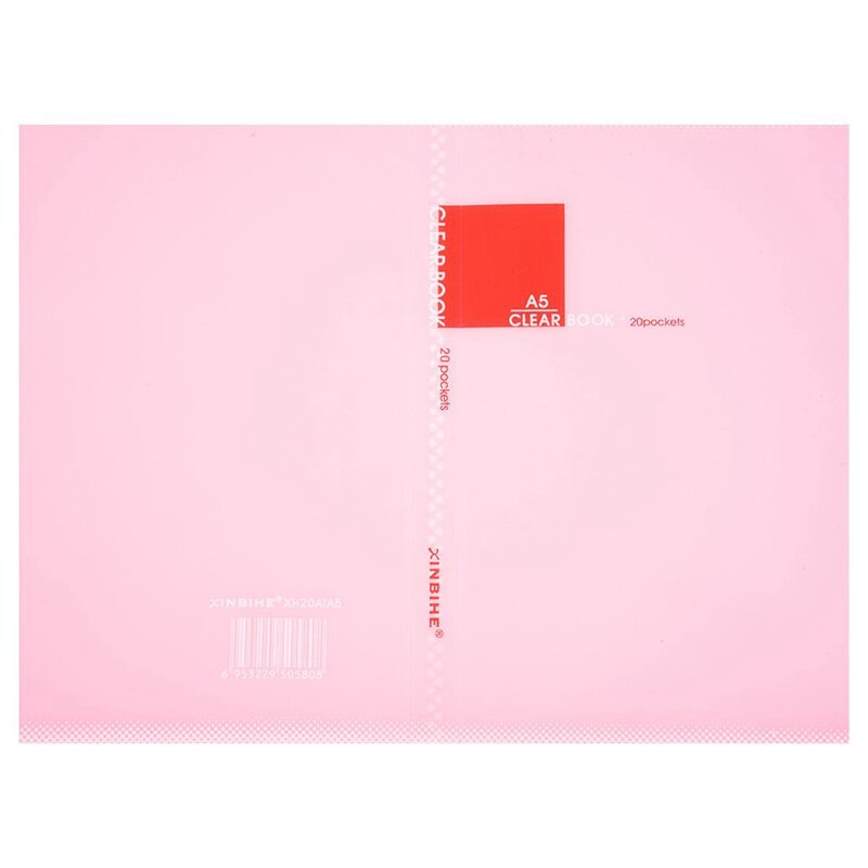 Soporte de carpeta de documentos de archivo, papel A5 de plástico, 20 bolsillos, color rosa, 2 unidades