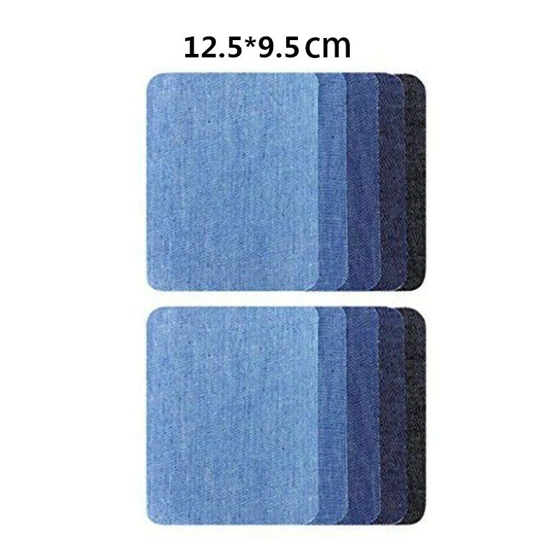 Colourful Rectangle Imitation Denim Patches Iron On Patches Knee Elbow Decorative Repair Patches Random Cutting