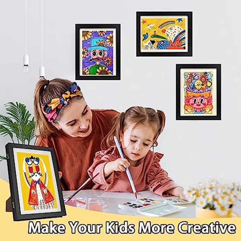 กรอบรูปศิลปะสำหรับเด็ก1ชิ้น8.5X11โชว์แนวศิลปะแนวนอนและแนวตั้งสำหรับเปิดด้านหน้าเปลี่ยนกรอบงานศิลปะของเด็ก
