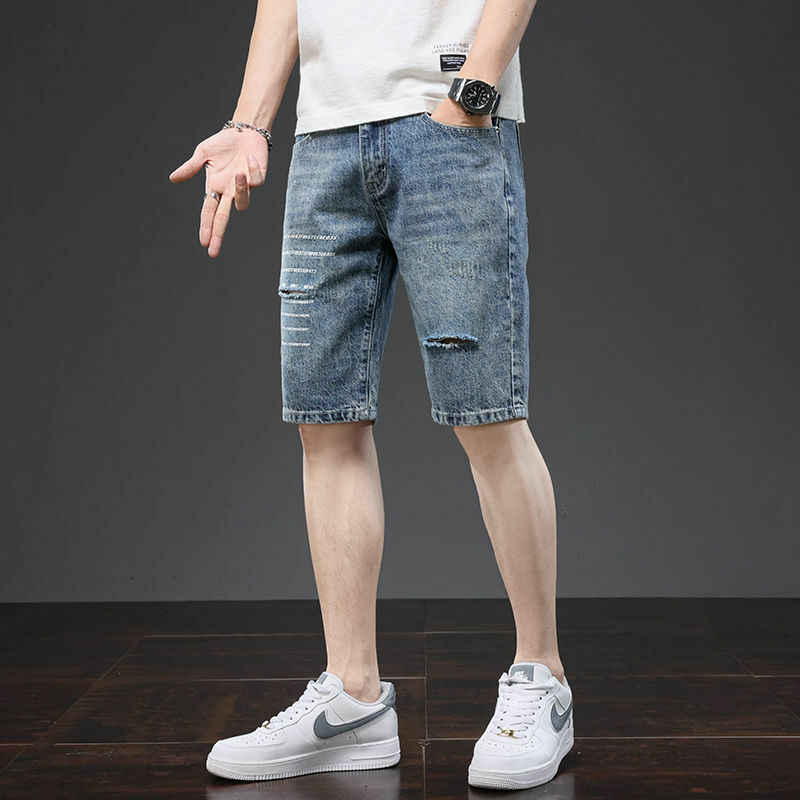 Мужские джинсовые шорты, повседневные облегающие шорты из денима в классическом стиле, A26, весна-лето 2023