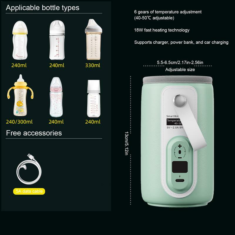 Беспроводной подогреватель для бутылок с зарядкой через USB, многоразовый подогреватель молока с постоянной температурой, прочный подогреватель молока для детей, кемпинга, путешествий