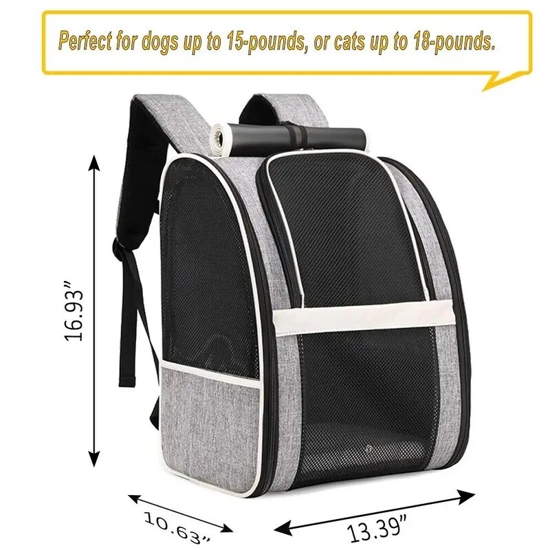 Mochila De Transporte para mascotas, accesorio ventilado y plegable, color negro, actualizado, para perros y gatos pequeños