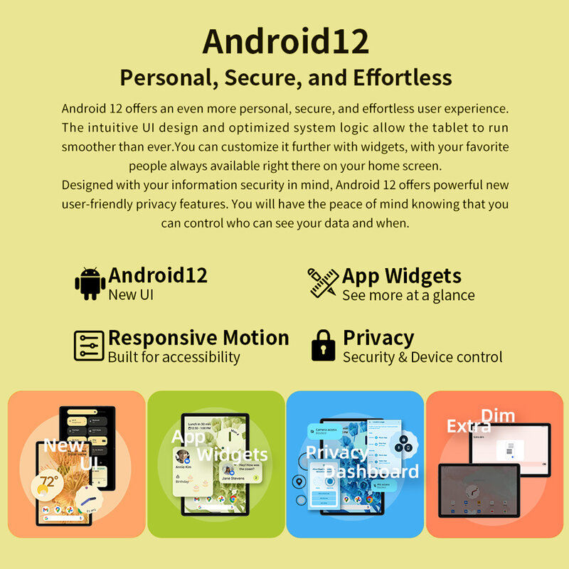 Weelikeit-Tablette Android 12 10.1, 1280x800, 6 Go 128 Go MTK8AVI 8 cœurs, 2.0GHz, Type-C, batterie 6000mAh, chargeur rapide 18W