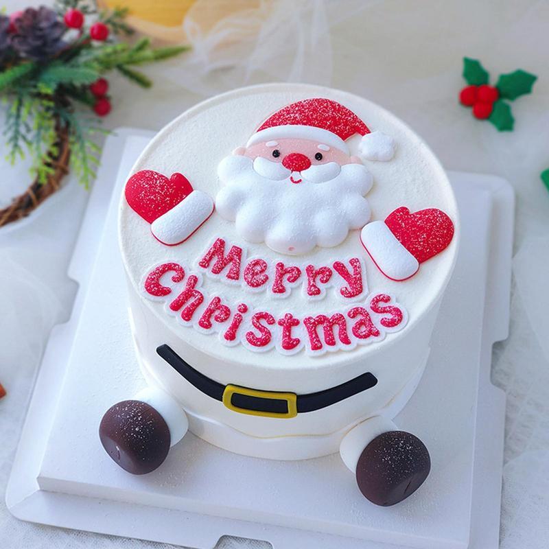 Decoraciones para pasteles de dibujos animados, corona de Papá Noel, muñeco de nieve, árbol de Navidad, adornos para cupcakes, decoración de postres de navidad, 7 piezas por juego