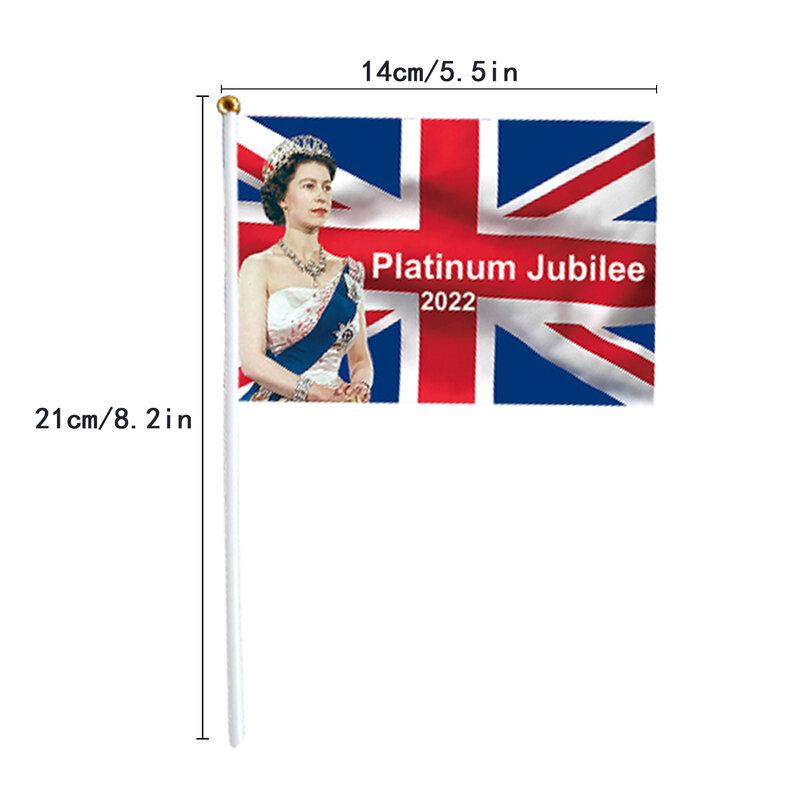 Handheld elizabeth bandeira 5 pçs union jack banner festa decoração queens jubileu 2022 decorações mão segurando bandeira britânica varas bunting