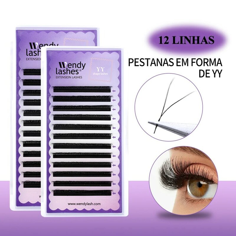 Wendy Lashes 16 Rows YY Shape Eyelash Extensions Premade Volume Fans Natural Soft Lashes Y Style Comfortable False Eyelashes