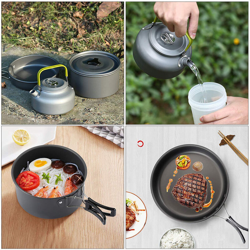 Camping Tableware Hiking Set Equipment Travel Picnic Outdoor Cooking Pan Supplies Tourism Portable Dishes Nature Hike Cookware