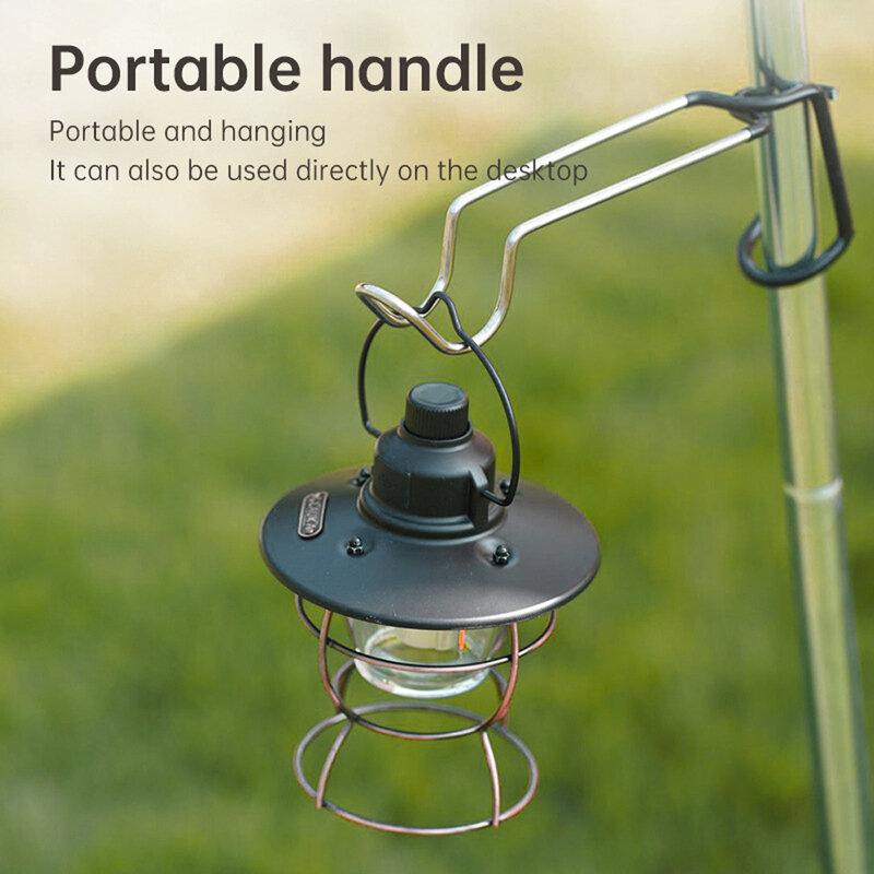 Hanging Retro Camping Lights Portable Garden Lantern Dimmerable Tent Rechargeable Emergency Lamp LED for Outdoor Camping Light