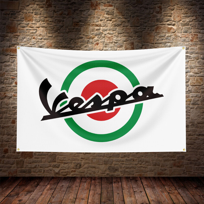 Poliéster Digital Bandeira Impressão, Itália Vespa Scooter, Moto Banner