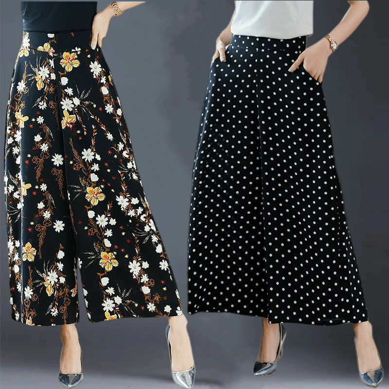 2024 New Printing Straight Pocket Ladies Fashion High Waist Patchwork Odzież damska Summer Vintage Luźne spodnie z szerokimi nogawkami