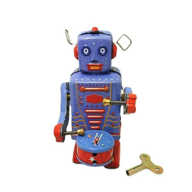 Mới Retro Viền Đồng Hồ Gió Lên Kim Loại Đi Bộ Đồ Chơi Robot Vintage Tập Thể Trẻ Em Quà Tặng
