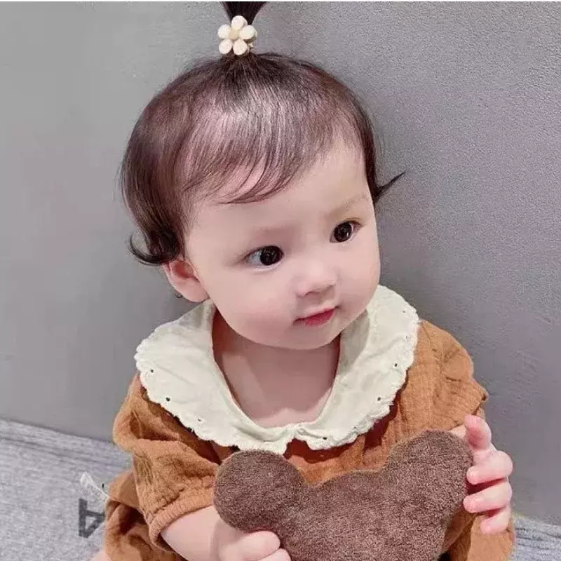 Aksesori rambut anak perempuan pita Bandeau Cheveux Scrunchies elastis Fille Korea karet pita udara coklat hadiah anak-anak