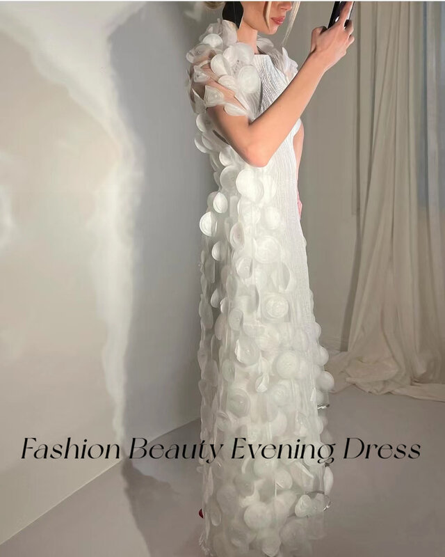 Vestidos de fiesta blancos para mujer, capa plisada con apliques, vestido Formal de fiesta, moda de belleza, 2 piezas, 2024